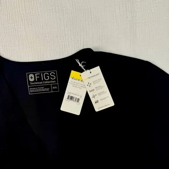 Figs Casma Three Pocket Scrub Top Black NWT Women’s XXL 2XL Plus V-Neck Medical - Picture 10 of 11